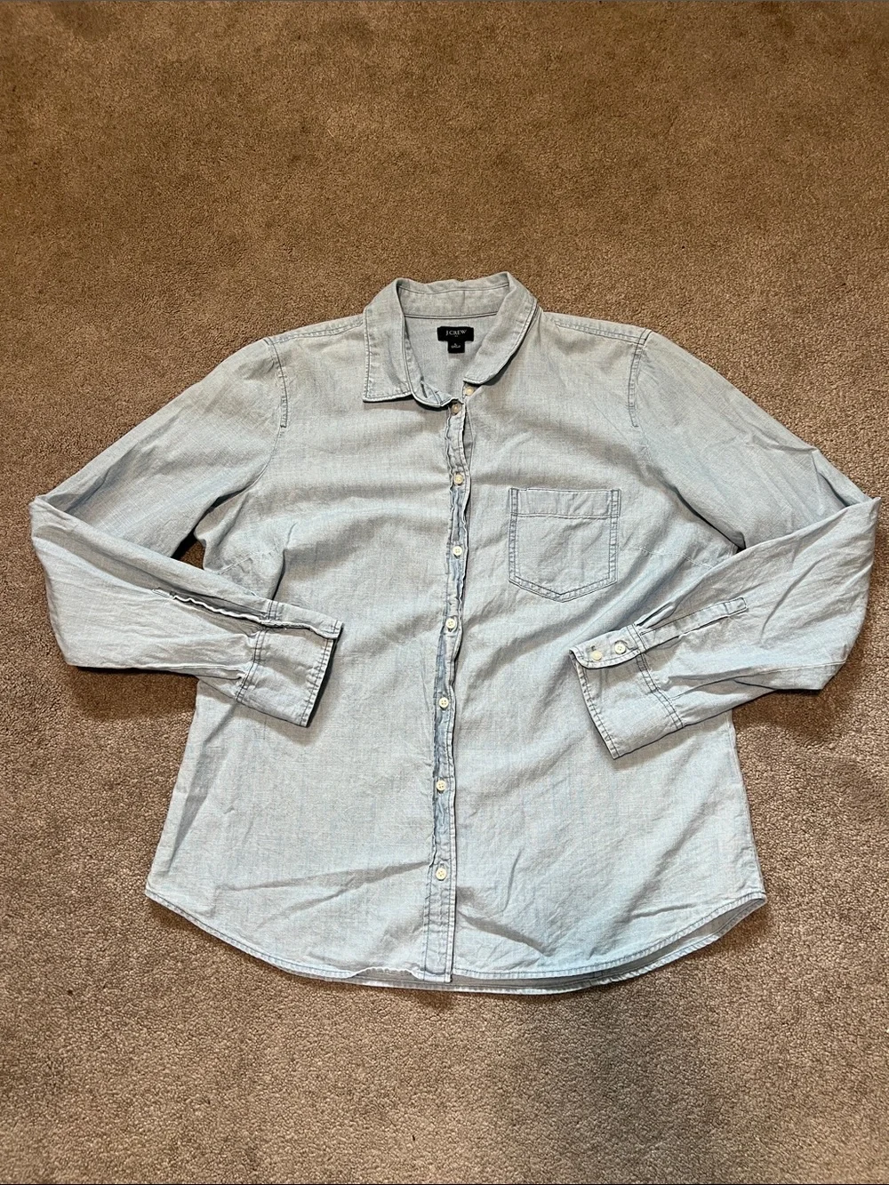 J. Crew Chambray Button Front Long Sleeve Shirt Size Large